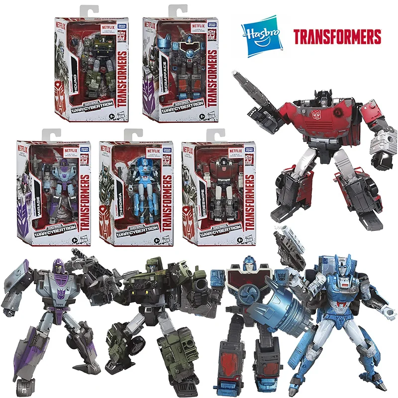 Hasbro Transformers WFC Netflix Series Mirage Chromia Sideswipe Hound Scrapface 12Cm Original Action Figure Model Toy Gift