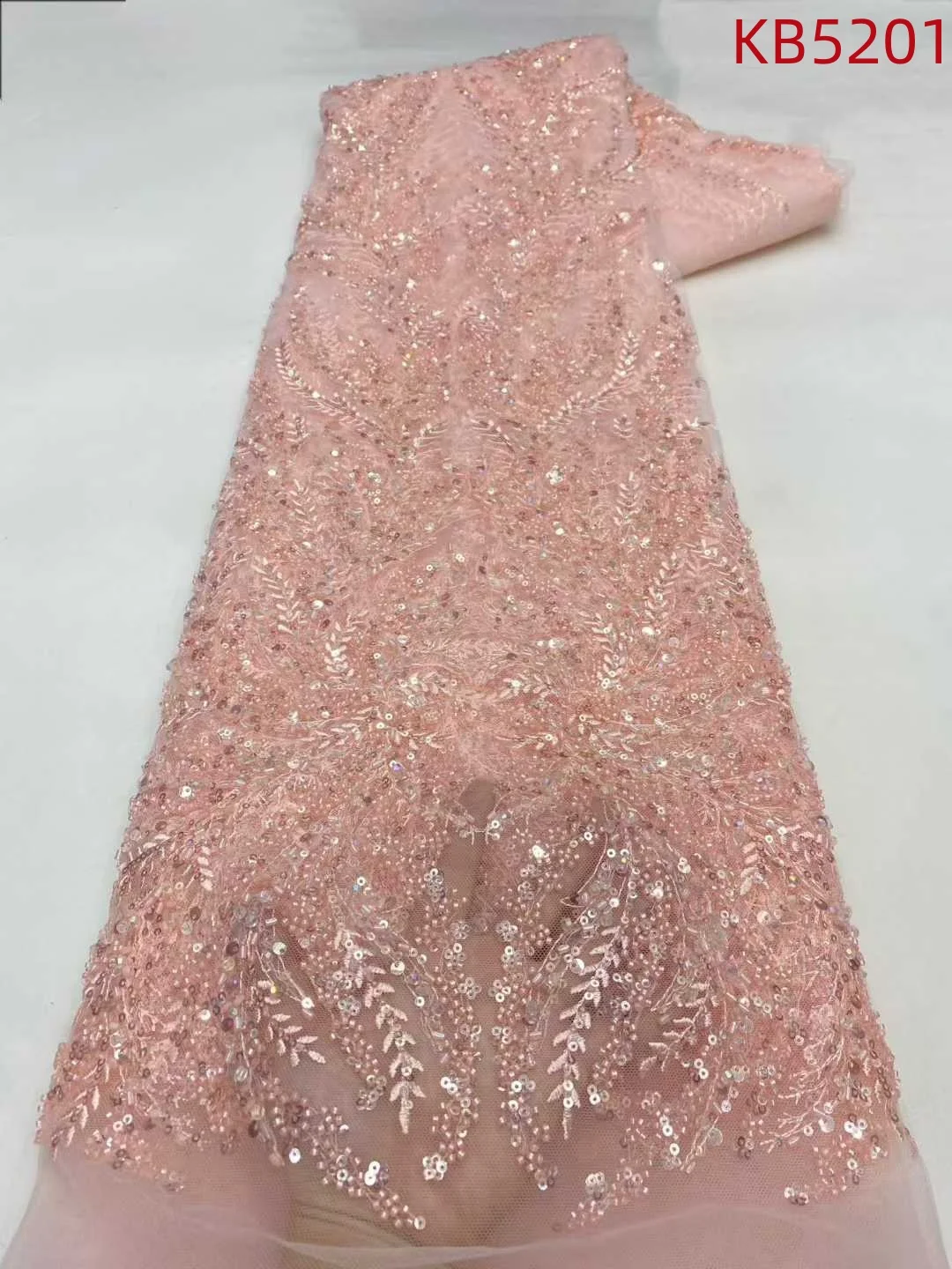 

Кружевная ткань Oliver Green с бисером и тюлем, африканское кружево, 5 ярдов, высококачественная французская сетчатая ткань с пайетками для шитья KB5201