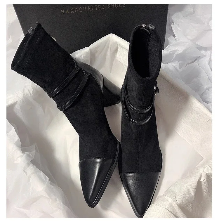 Woman Boots Knee High Platform Elegant Low Heel Trend Punk Gothic New Rock Leather Fashion Women's Shoes Motorcycle Footwear