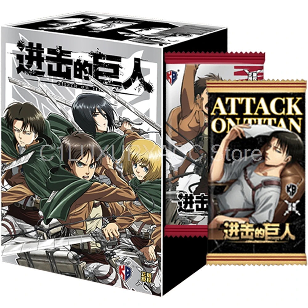 

Attack On Titan Card +Badge Booster Eren Jaeger Mikasa Collection Cards Birthday Gift Game Cards Table Toys for Family Christmas