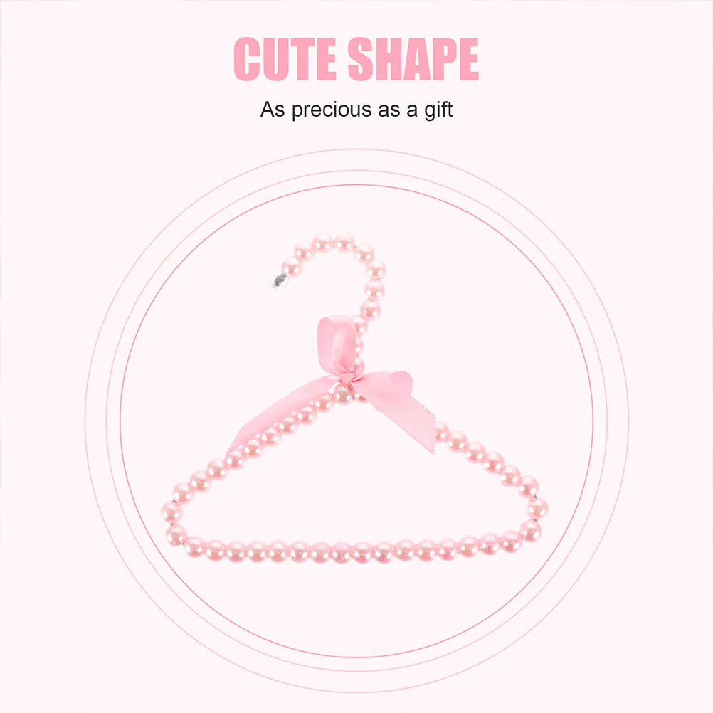 

2Pcs Pet Clothes Hanger Adorable Dog Clothing Rack Pearl Small Coat Hanger Pink Anti-Skid Metal Plastic