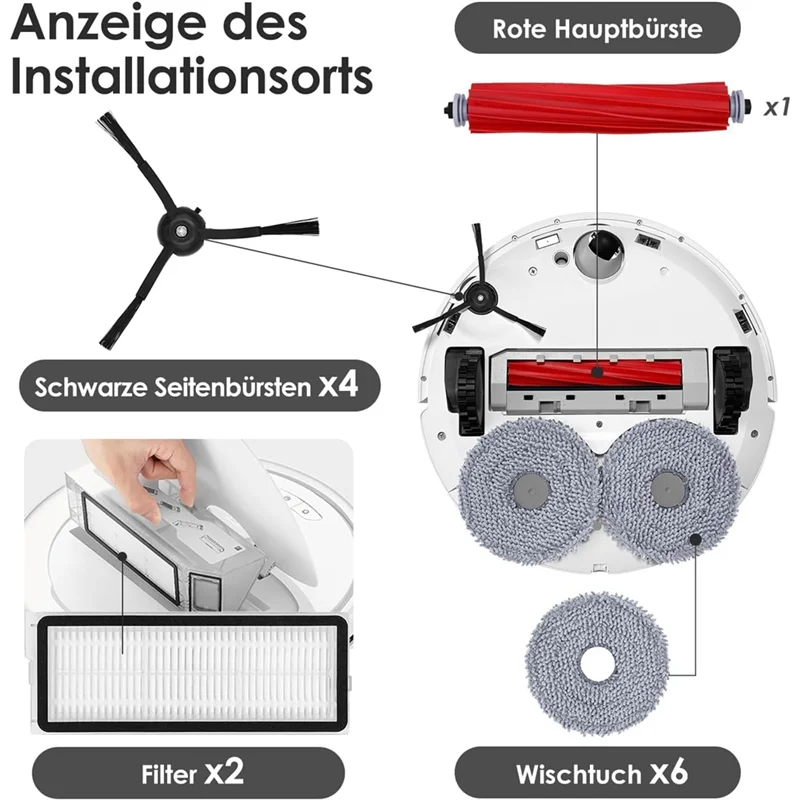 ABLE-สําหรับ Roborock Qrevo S/Qrevo Maxv/Qrevo Pro หลักแปรงด้านข้าง Hepa Filter Mop ผ้าเปลี่ยนชิ้นส่วนอุปกรณ์เสริม