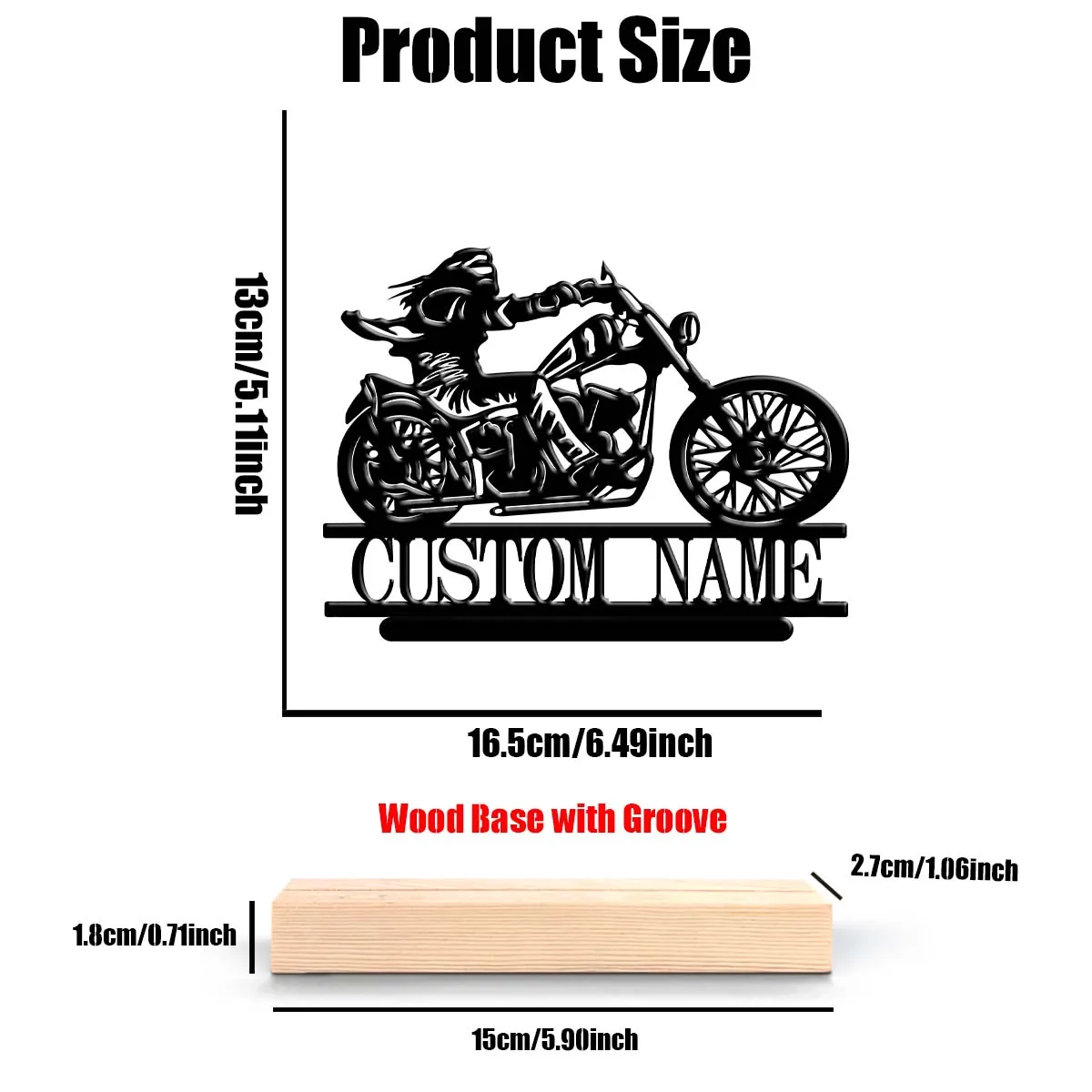 1 Pieza de Arte Metálico Personalizado con Base de Madera de Motociclista, Decoración de Escritorio para Hogar, Oficina, Hotel, Cafetería, Club, Regalo para Familiares y Amigos