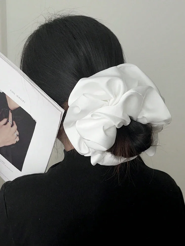 

1pc Extra Large Faux Silk Fluffy, High Elasticity, Soft & Silky, Luxury Casual Comfortable Fashion Scrunchie For Women