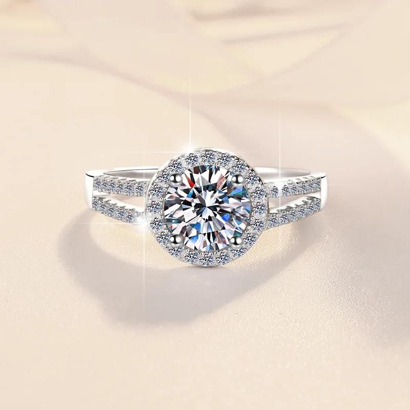 Women's round Bezel Set Moissanite Ring PT950 Platinum 1Ct Durable Anti-Deform Understated Sparkle Top Friend Gift