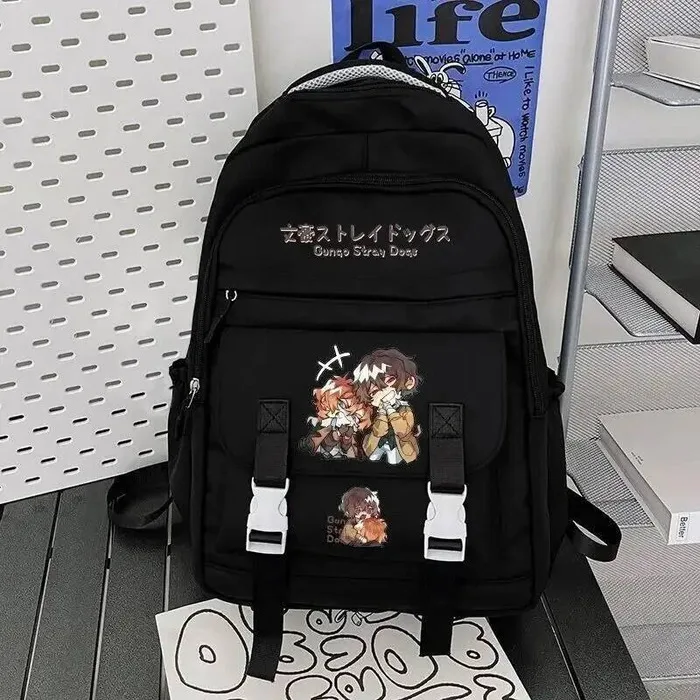 

Breathable Mesh Black Blue Bungo Bungou Stray Dogs Student School Bags Large Capacity Backpacks Anime Game
