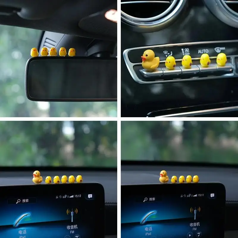 5 Pack Cute Mini Duck Figurine Car Interior Decor for Rearview Mirror Dashboard Universal Automobile Accessory