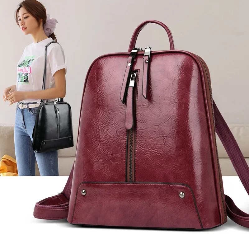 Women Leather Backpack Fashion Backpack Purse Female Travel Shoulder Bag Large Capacity School Bags for Teenage Girl L57