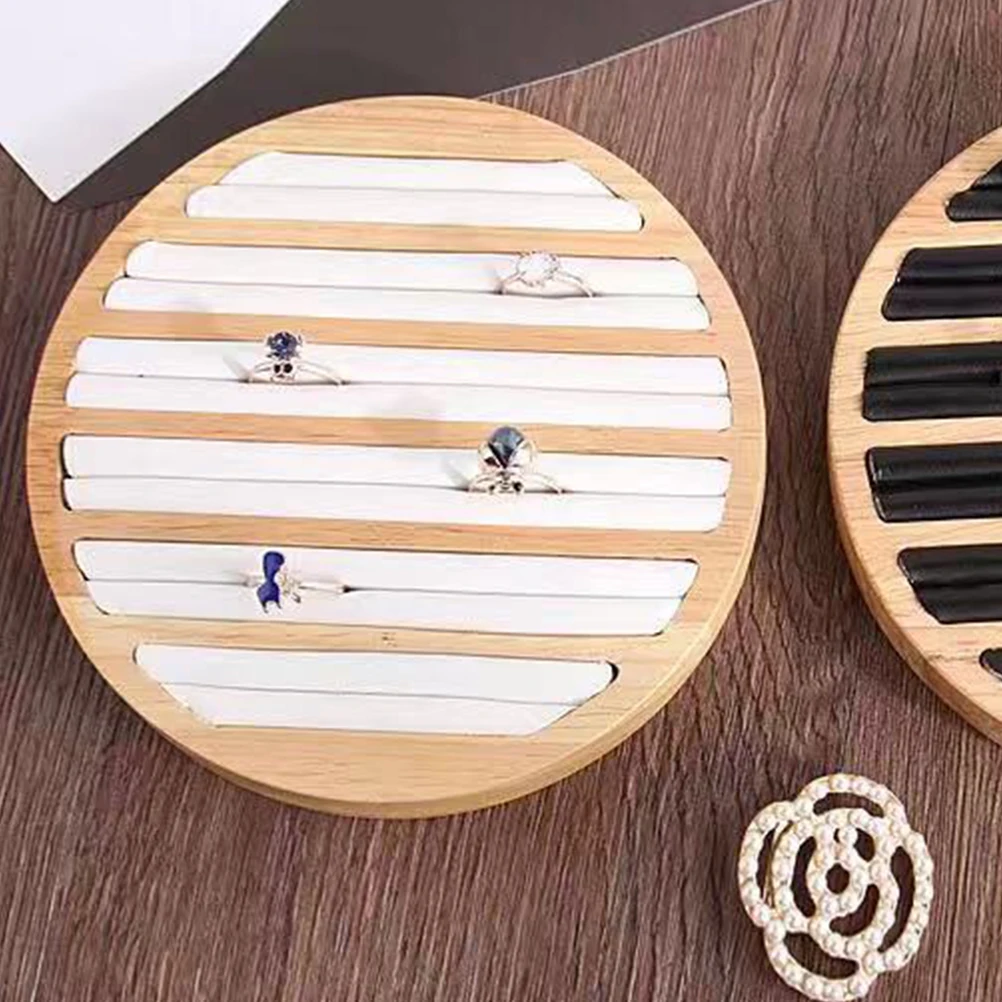 

Bamboo Wood ganizer Tray Multi Slots Ring ganizer for Ring Necklace Earring Storage Display St Holder Showcase