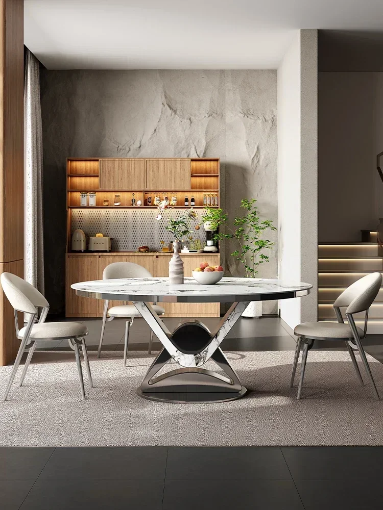 

Light luxury rock dining table household small apartment Italian modern simple Fiona Fang dual-purpose dining table