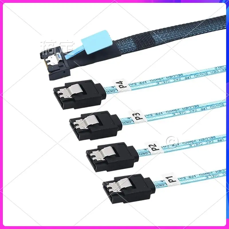 AP-Slimsas 8654 MCIO 4I 38Pin To 4X SATA Cable PCIE5.0 PCI-E Server Data Connection Extension Wire High-Speed