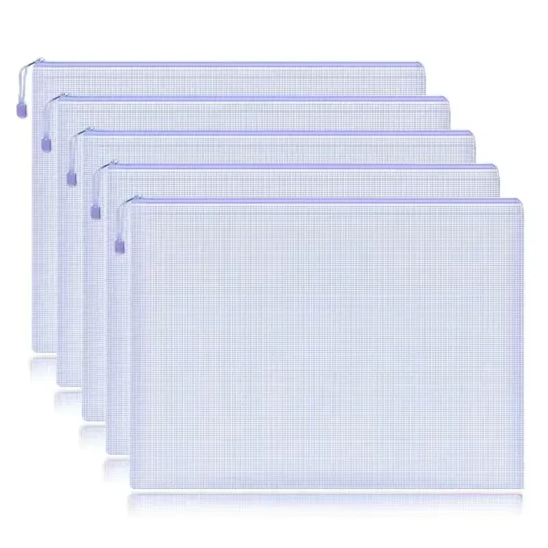 5PCS A4 A5 A6 Mesh Ritszakje Documententas Waterdichte Zip Bestandsmappen School Kantoorbenodigdheden Etui Opbergzakken