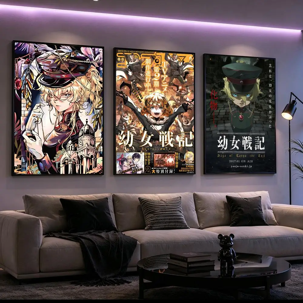 The Saga of Tanya the Evil Poster Poster HD Printing Cyberpunk Style Wall Art Home Decor For Gaming Room Living Room Bedroom