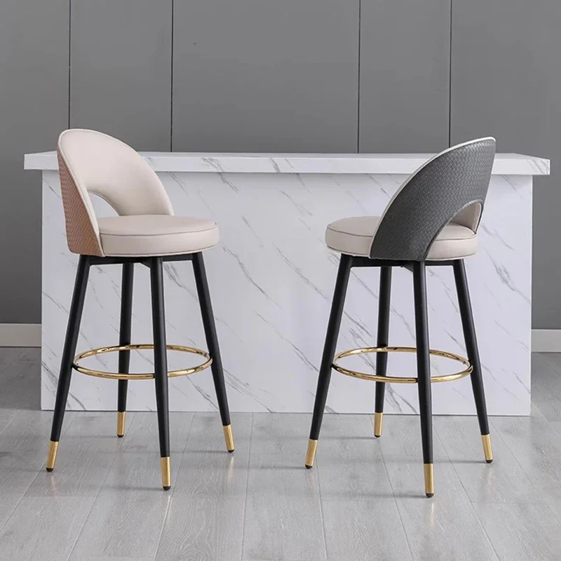 

Nordic Reception Bar Stool Minimalist Backrest High Luxury Kitchen Modern Rotating Ottoman conforms to ergonomics Modern Ottoman