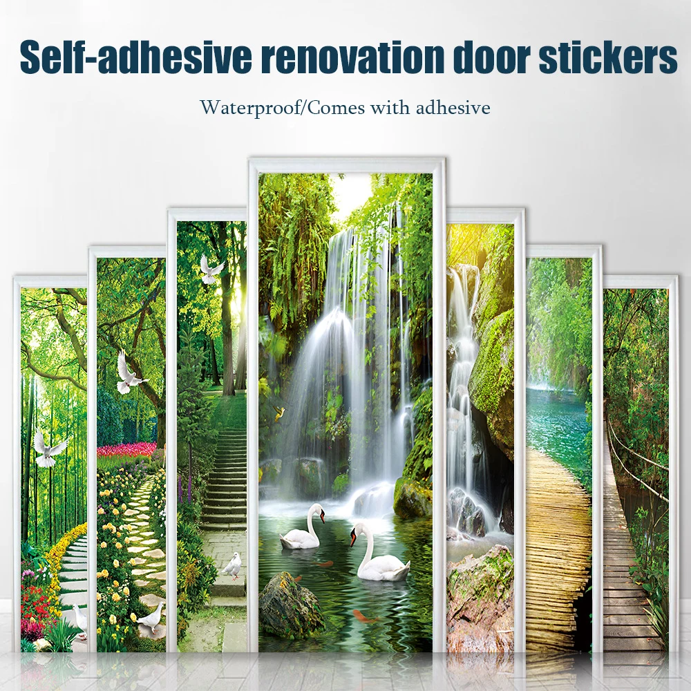 

Shanshui Landscape Door Sticker Self Adhesive Removable Wall Sticker Renovation Decoration Wallpaper for Living Room Corridor