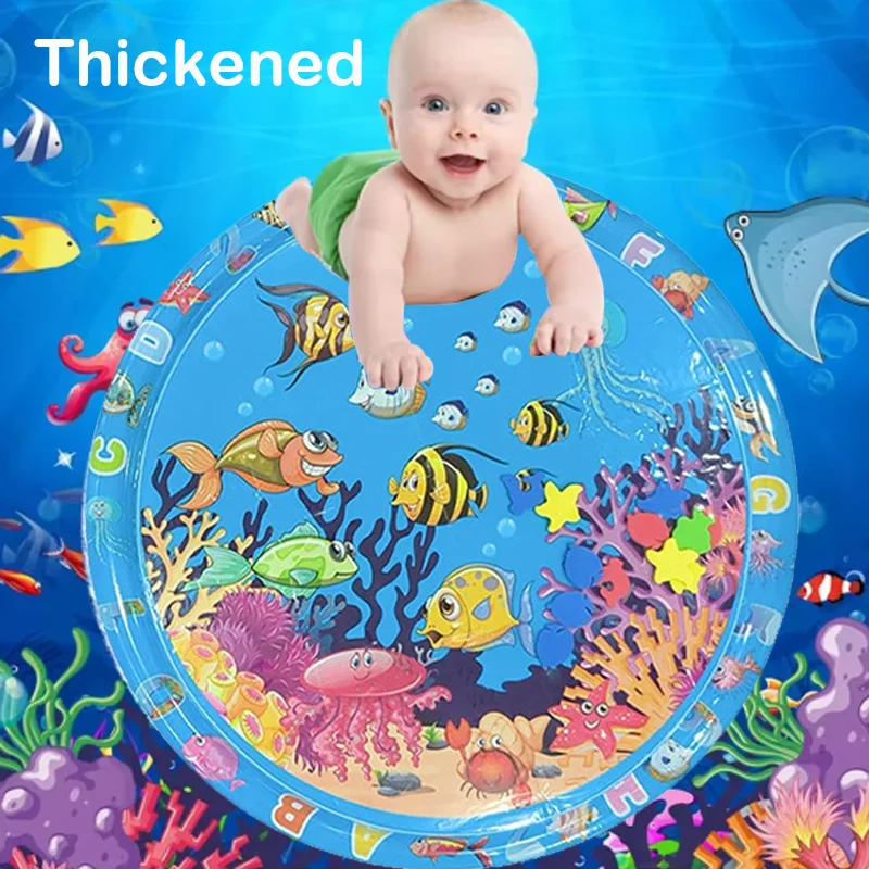 بساط لعب مائي قابل للنفخ على شكل دائرة مربعة للأطفال الرضع والأطفال الصغار ووقت البطن وسادة مائية للتعليم المبكر وتطوير هدية النشاط