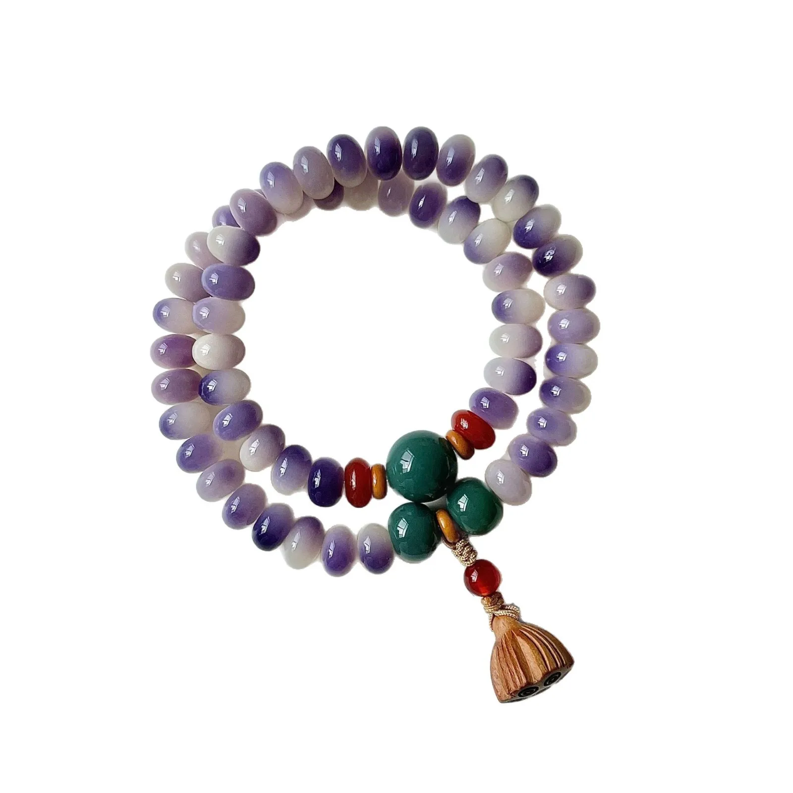 

Purple Floating Pattern Bodhi Bracelet Gradient Abacus Beads Boxwood Lotus Pod Chinese Style Bracelet for Women Gifts