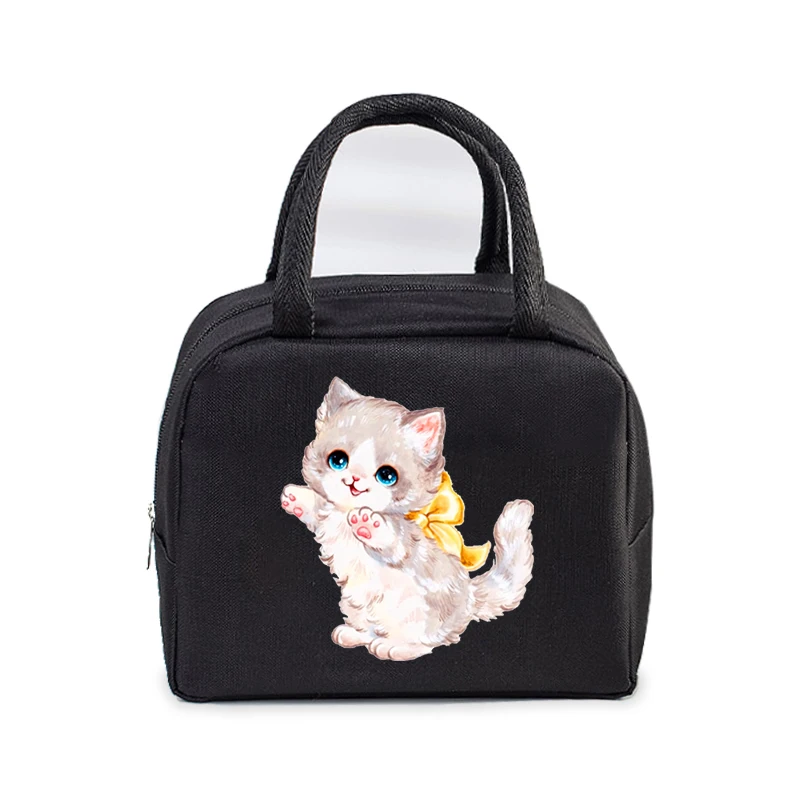 Cartoon Anime Cats Thermal Lunch Bag donna uomo Office Student Bento Storage borse isolanti Funny Cat Cooler Lunch HandBag Kids