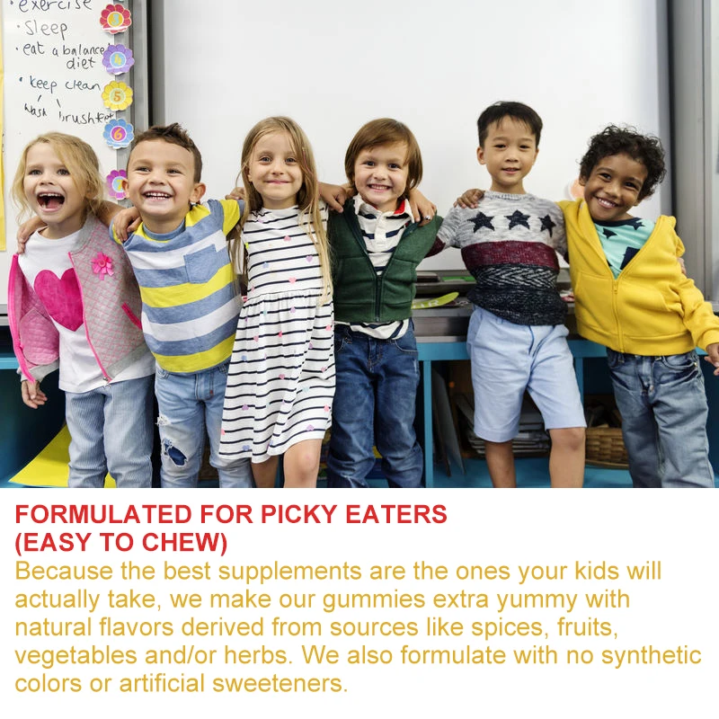 Vitamin Gummies for Kids, with Vitamins C, D, B6 & Zinc, Flaxseed Oil Omega 3 ALA, Erythritol Free, 60 Sugar Free Gummies