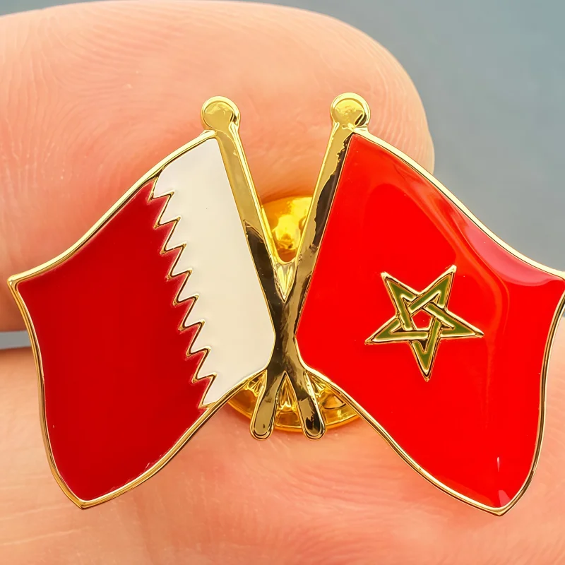 Qatar & Morocco Flag Metal Soft Enamel Lapel Badge Pins Brooches