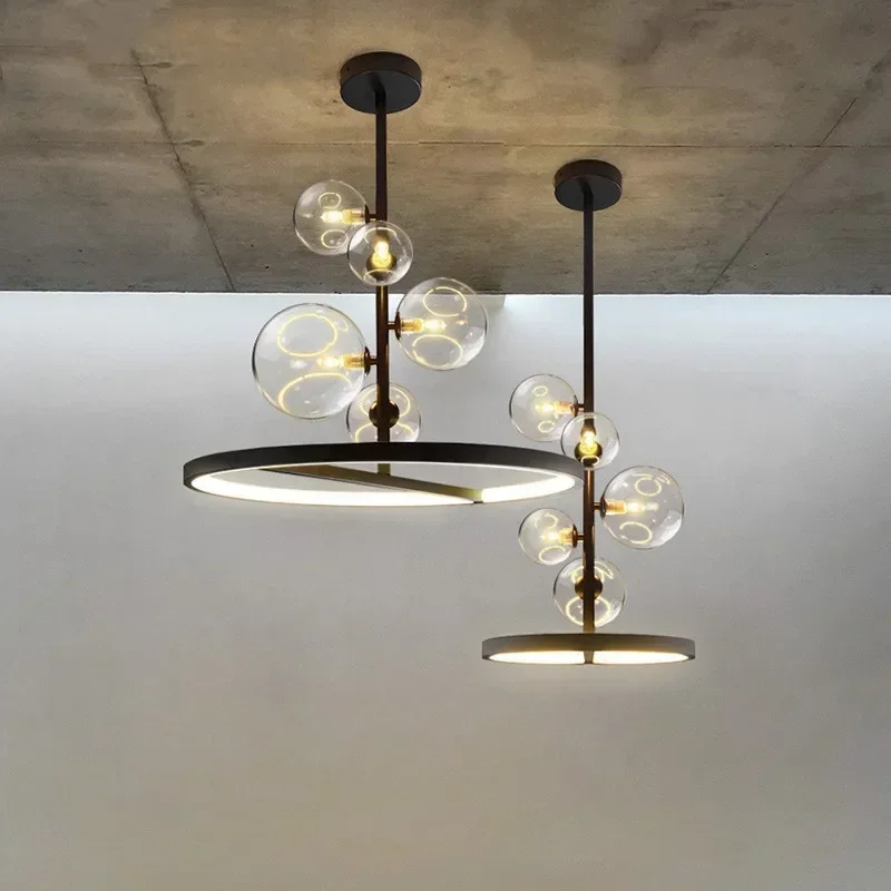Black LED Chandelier Dining Room Bubble Nordic Light Pendant Lighting Dining Room Hanging Light Fixture With G9 Bulb Ceiling