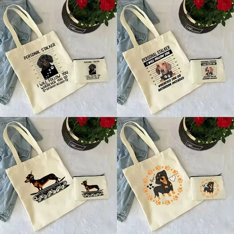 حقيبة يد قماشية بمتعة لطيفة للسيدات ، حقيبة تسوق ذات سعة كبيرة صديقة للبيئة ، حقيبة كتف ، حقائب تجميل ، موضة ، 2 * *