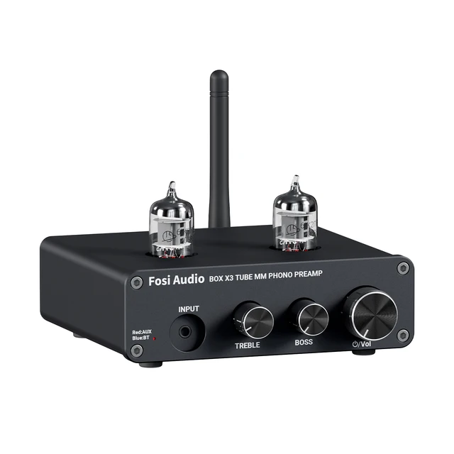 Fosi Audio Bluetooth Phono przedwzmacniacz do gramofonu przedwzmacniacz gramofonowy z GE5654 wzmacniacz lampowy HiFi BOX X3