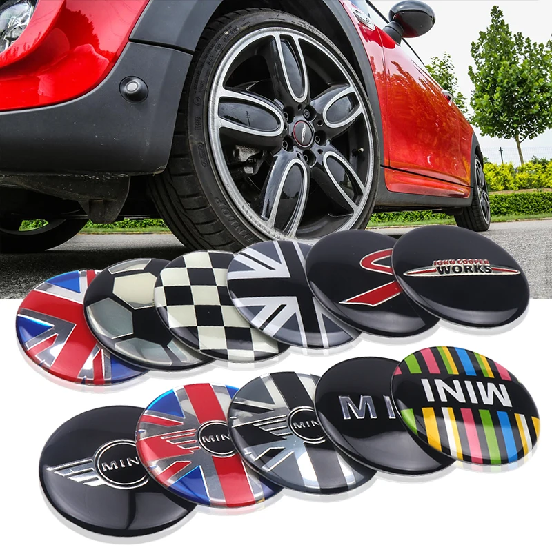 4 Stück 52mm Auto-Radnabenkappen-Aufkleber für MINI Flag Cooper S JCW One R56 R60 F54 F55 F56 F60 Clubman Countryman
