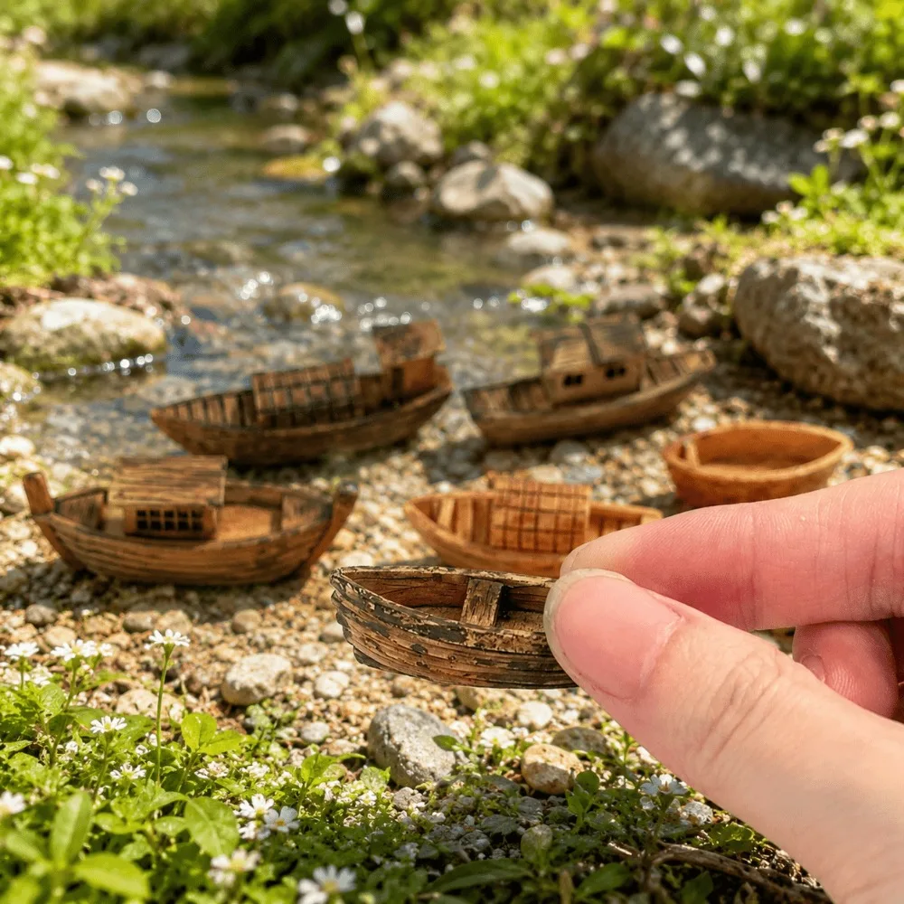7pcs Random Miniature Model Boats, Aquarium Fish Tank Landscape River Boat Models, Bonsai Micro Landscapes, DIY Landscape Layout