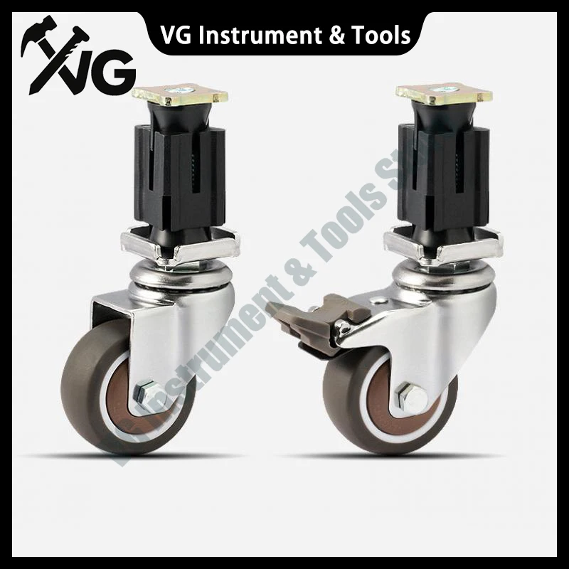 

New 4PC 2" Insert-Type Square Tube Casters - 25/30mm Expansion Silent Swivel Wheels, Heavy-Duty Universal Rubber Casters