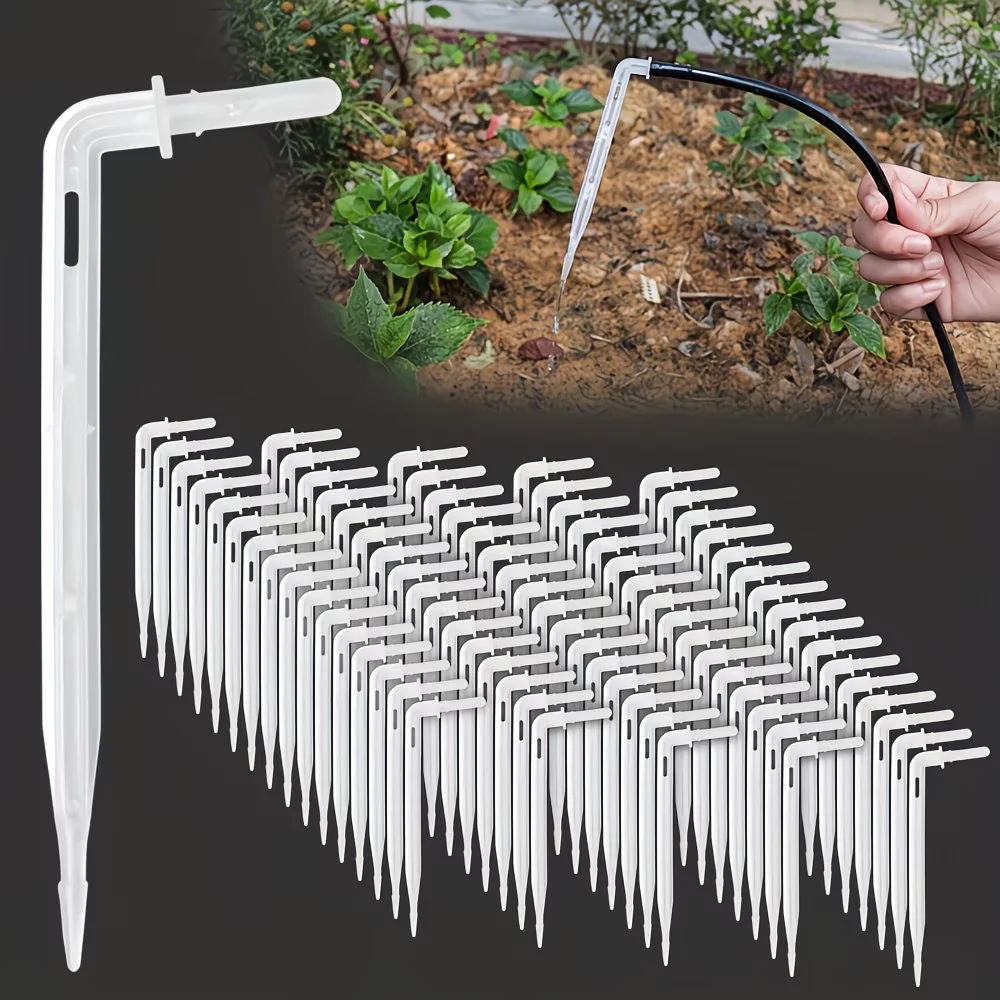 50Pcs Greenhouse Garden Bend Drip Arrow Dripper Micro Drip Irrigation Kit Emitter Fit 3/5mm Hose Watering Saving Dripper Flowers
