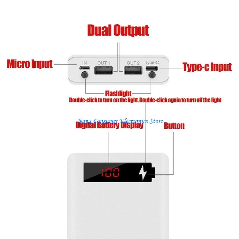 G7ne 8x18650 PowerBank لخزانة شحن البطارية لحالة الشحن لشحن LCD
