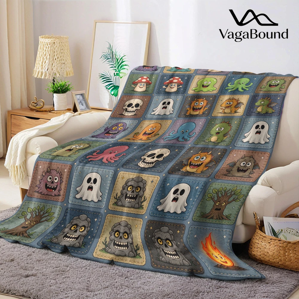 Monster Brown Flannel Fleece Blanket Soft Cozy Throw Blanket for Couch Bed Sofa Lightweight Plush Bed Blanket All Season Use