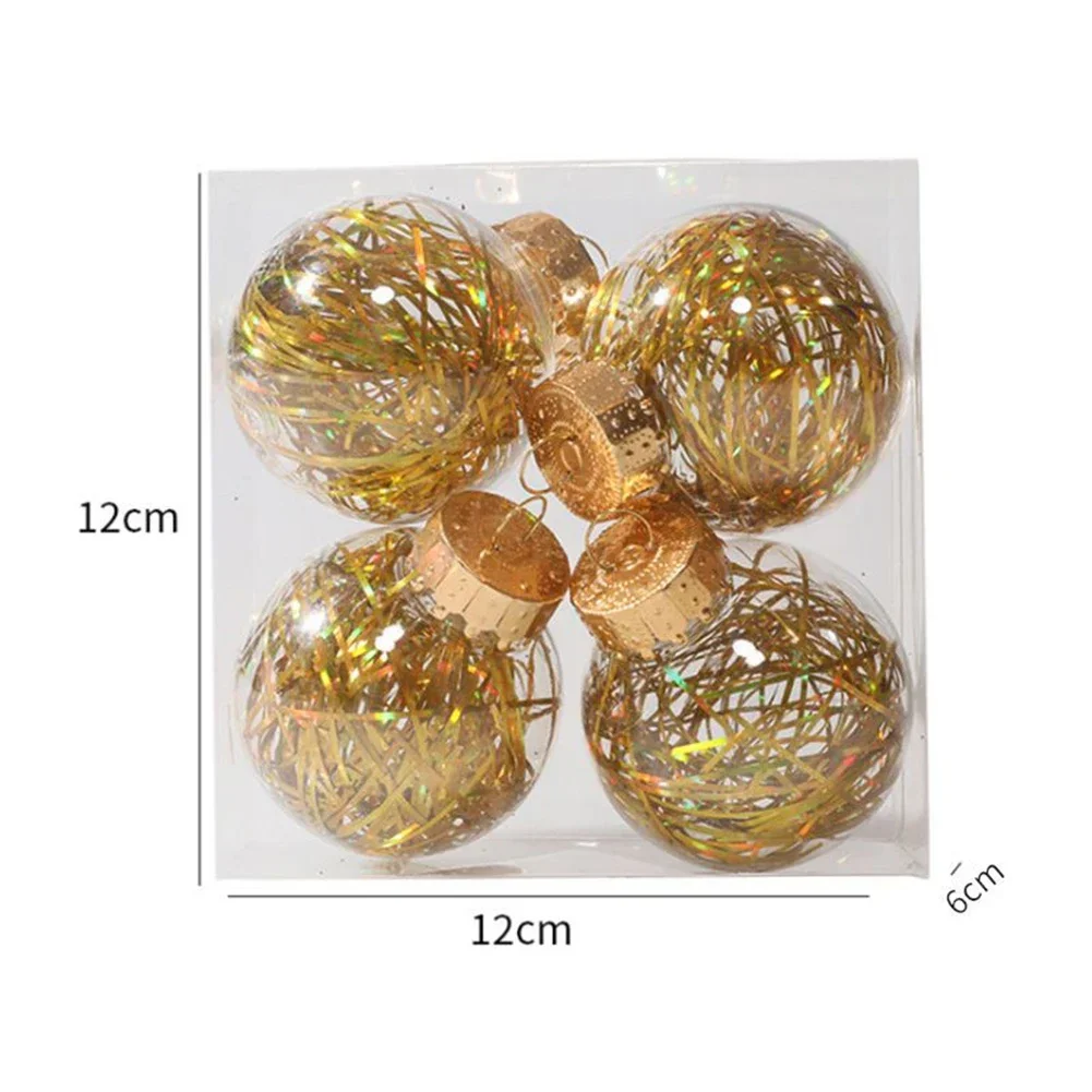 Christmas Ball Ornament 4PCS 6cm Christ Tree Decorations Plastic For Holiday Wedding Party Bridal Shower Home Garden Crafts Set