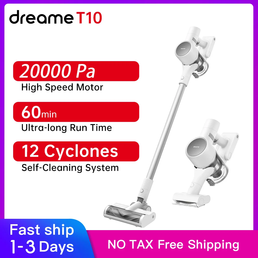 Dreame T10, беспроводной пылесос с ручкой для дома, для пола, бытовой техники, умный дом, рабочий час 60 минут, 20000 Па