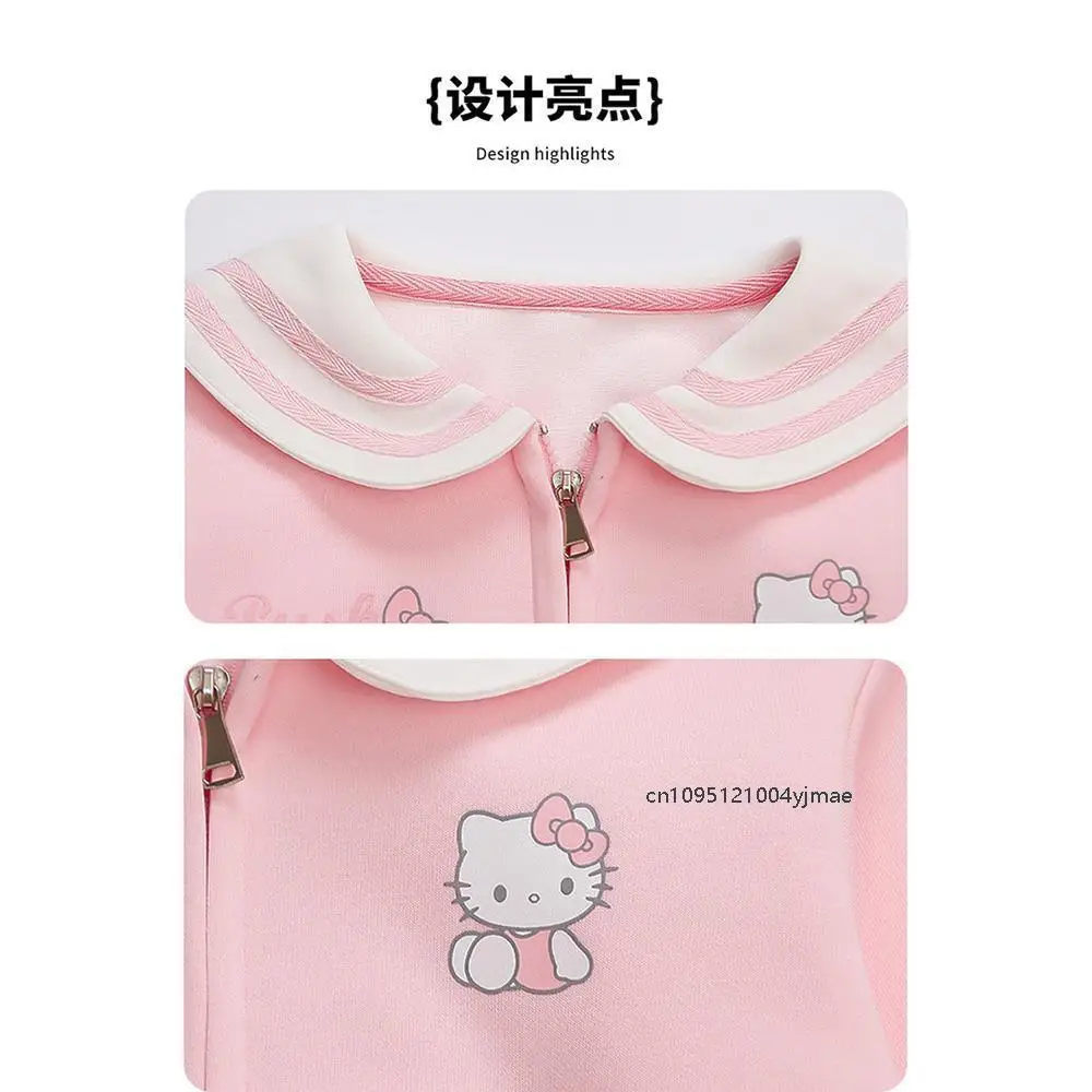 خريف جديد مرحبا كيتي الأطفال البحرية طوق سترة سانريو أنيمي Kawaii موضة الكرتون التلبيب طوق كلية نمط سترة هدية #4