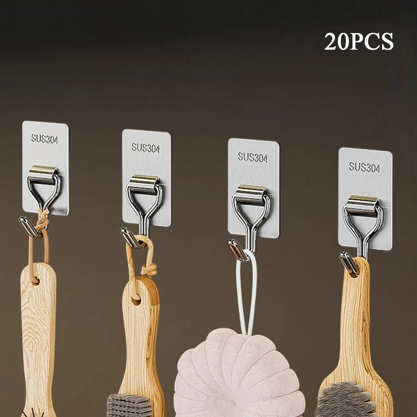 20Pcs Stainless Steel Wall Hooks Utility Hook for Towel Kitchen Shower