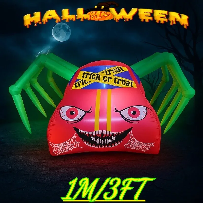 3ft infláveis brinquedos halloween carro de corrida verde frank condução carro inflável embutido luz led explodir quintal para decoração ao ar livre