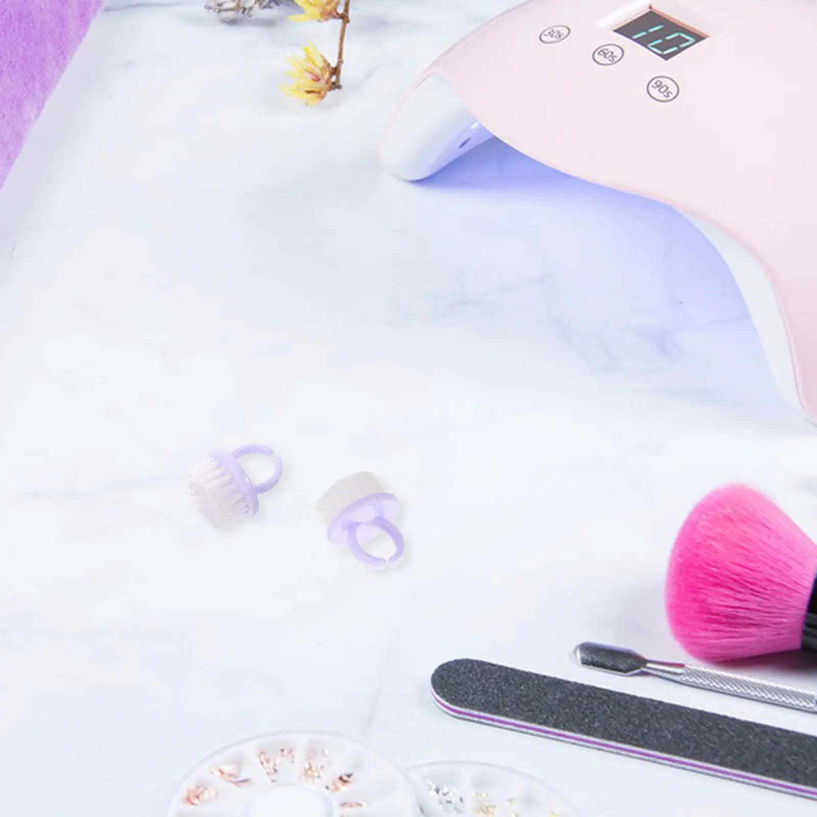 10Pcs Nail Dust Cleaning Brush Ring Soft Macaron Colors Plastic Fingernail Cleaner Tool Portable Mini Brush for Manicure