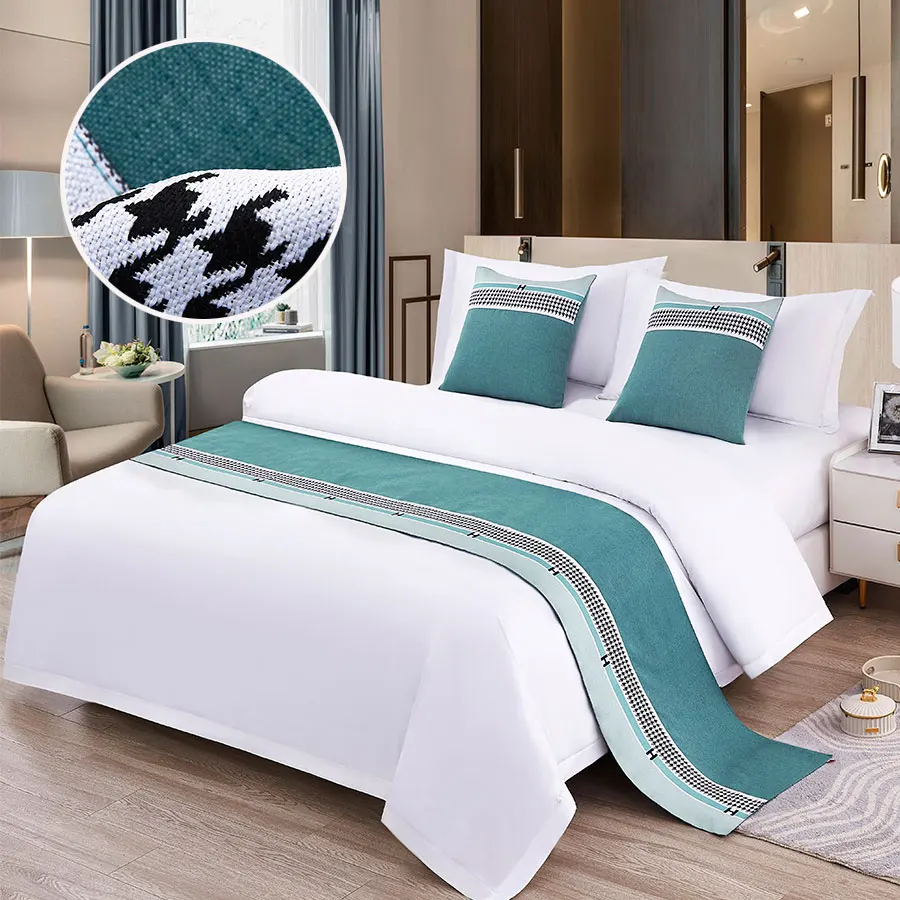 Cotton Bed Runner Scarf Bed Tail Towel Home Hotel Bedroom Bedding Decor Bedding Single Queen King Bed Cover Towel