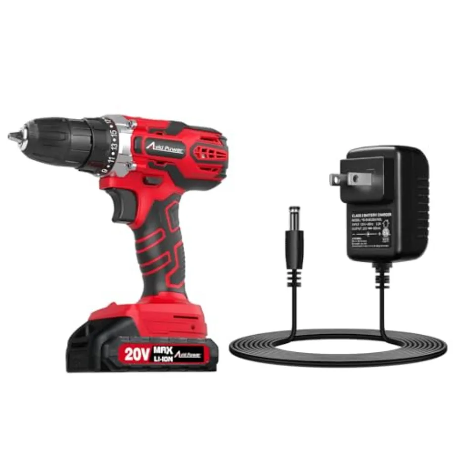 

POWER 20V Power Drill Set Cordless Drill Set with Battery and Charger 2 Variable Speed 3/8-Inch Keyless Chuck bundle with