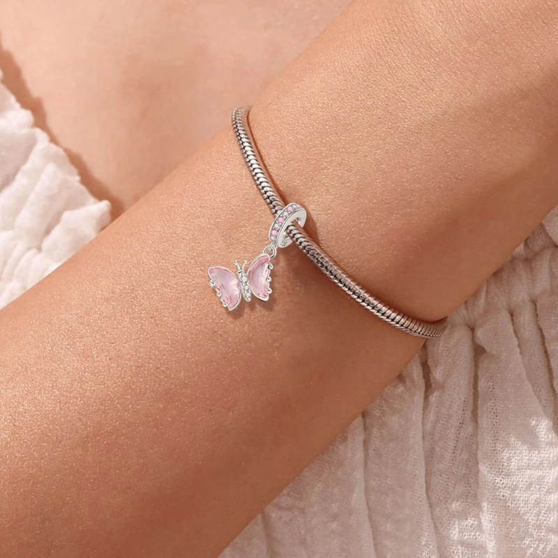 925 Sterling Silver Colorful Butterfly Series Fit Diy Bransoletka Naszyjnik Prezent wysokiej jakości biżuterii