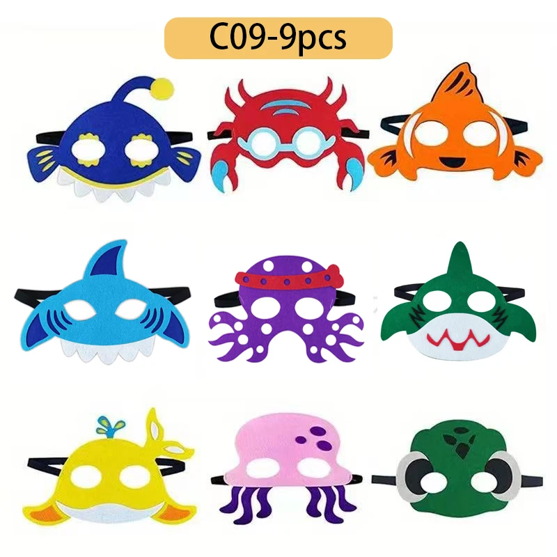 1세트 동물 파티 마스크/동물 테마 마스크 정글 사파리 파티 마스크 펠트 어린이 재미있는 눈가리개 생일 파티 무대 사진 소품