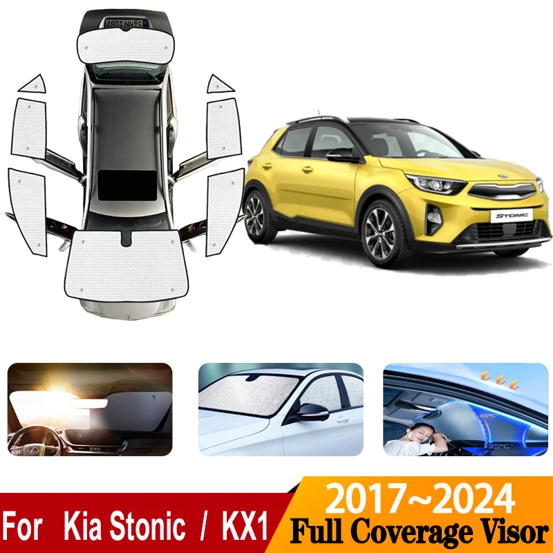 

Car Sun Visors Covers For Kia Stonic 2023 Accessories KX1 2017~2024 Car Anti-UV Sunscreen Window Sunshade Covers Car Accessories