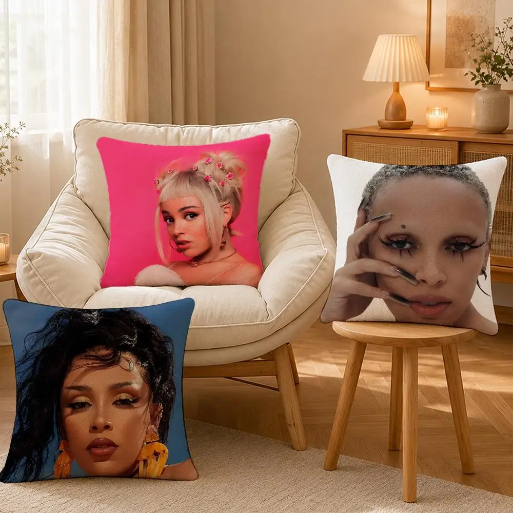 Singer Doja Cat Viral Pop Cushion Cover Personalized Short Plush Soft Bedroom Sofa Home Decor Gift