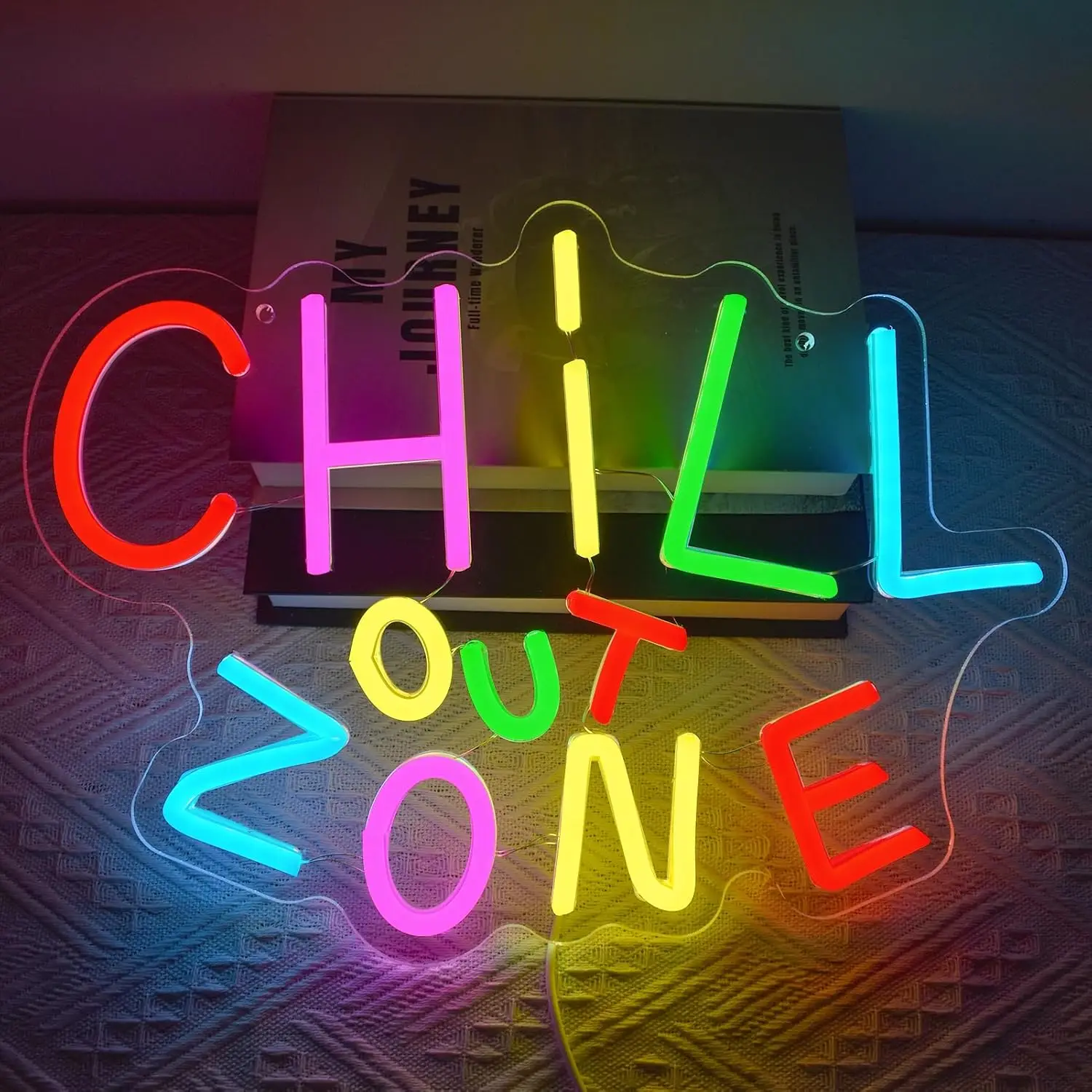 Chill Out Zone Neon Signs Colorful LED Neon Ligh for Bedroom Dimmable Chill for Game Room Cafe Bar Kids Room Man Cave Wall Decor