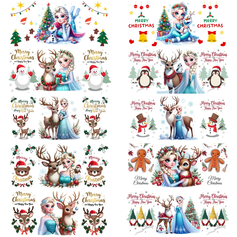 

Christmas Elsa Series easy peel waterproof DIY Decals Retro Beauty 3D transfers uvdtf crystal sticker 16oz uv dtf cup wraps