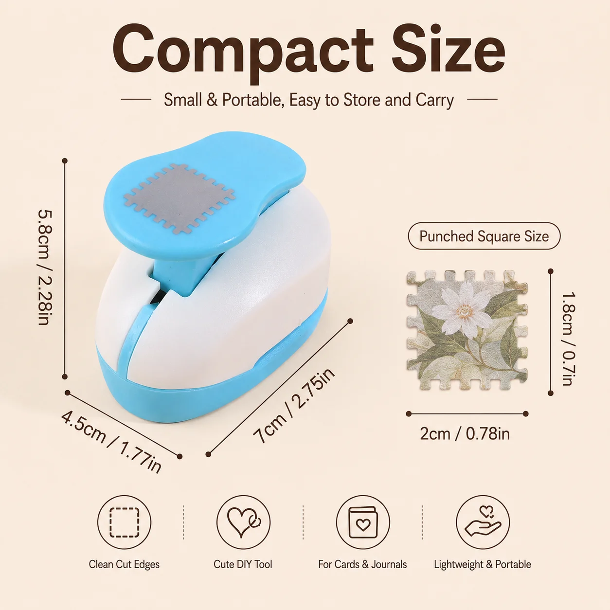 Square Postage Stamp Paper Punch Lever Action Craft Hole Puncher Decorative Edge Cutter For Scrapbook Cards Diy Paper Projects