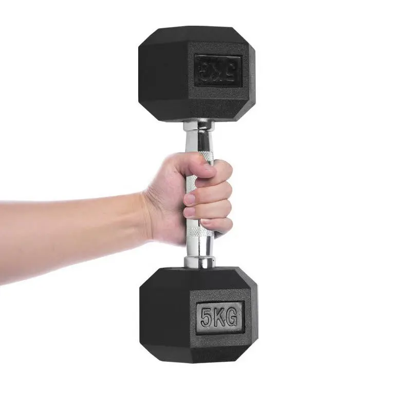 Mancuerna hexagonal encapsulada de 5 kg para fitness en casa, para hombres y mujeres, ejercicio en casa, mancuerna de hierro fundido sólido para levantamiento de pesas, 5 kg