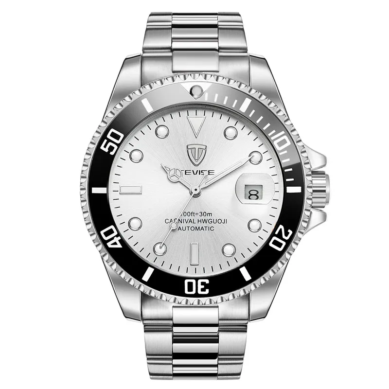 Men's Automatic Fashion Business Stainless Steel Waterproof Night Light Watch, Mineral Glass, Waterproof Antioxidant